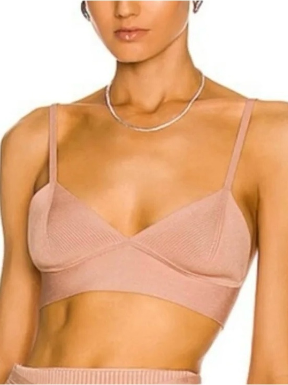 NWT New Saks Fifth Ave Jonathan Simkhai XS Dusty Rose Pink Ribbed Bra Sexy Top